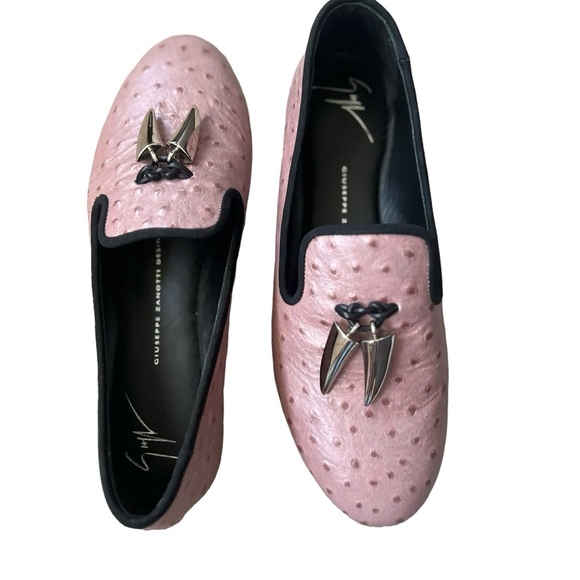 Giuseppe Zanotti Ostrich Textured Leather Slip On Loafer Mauve Sz US 6/ EU36 - Picture 5 of 15